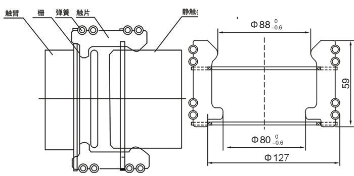 GC5-2500A、GC5-3150A捆綁式觸頭的安裝示意圖