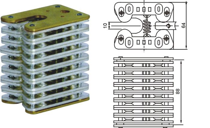 GC8-1600A拉簧式扁觸頭的外形尺寸圖